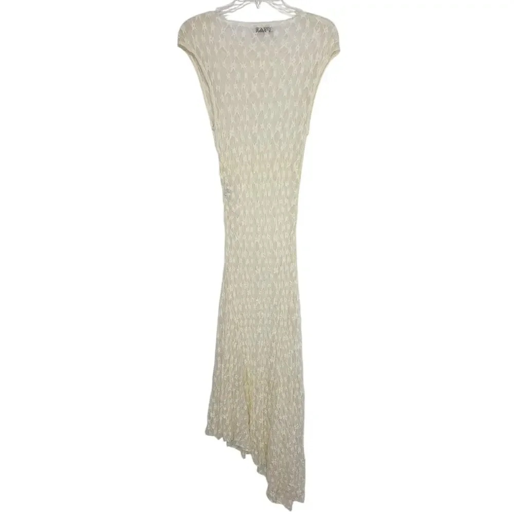 Zara Long Asymmetric Lace Dress Ivory 4813/303 Size S - Picture 9 of 12